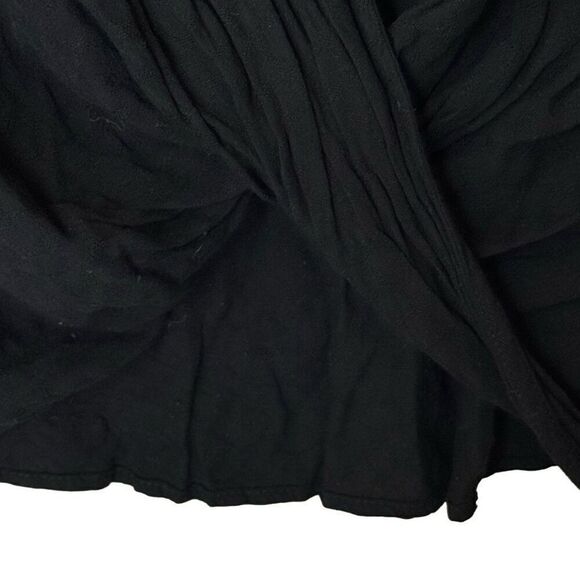Urban Outfitters Surplice Draped Blouse in Black Textured Cotton Long Sleeve - Picture 9 of 9